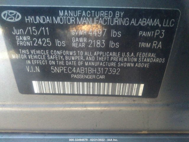 Photo 8 VIN: 5NPEC4AB1BH317392 - HYUNDAI SONATA 