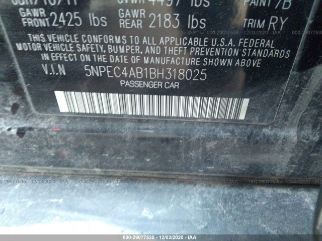 Photo 8 VIN: 5NPEC4AB1BH318025 - HYUNDAI SONATA 