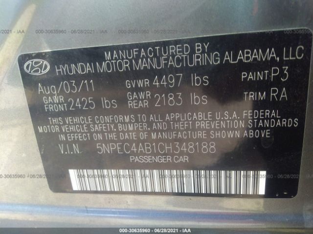 Photo 8 VIN: 5NPEC4AB1CH348188 - HYUNDAI SONATA 