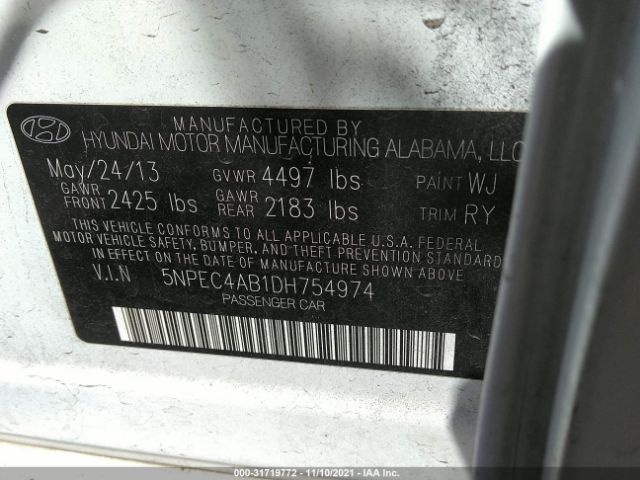 Photo 8 VIN: 5NPEC4AB1DH754974 - HYUNDAI SONATA 