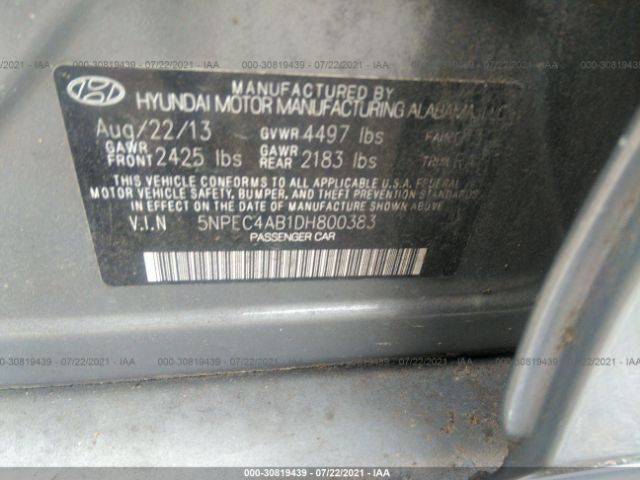 Photo 8 VIN: 5NPEC4AB1DH800383 - HYUNDAI SONATA 