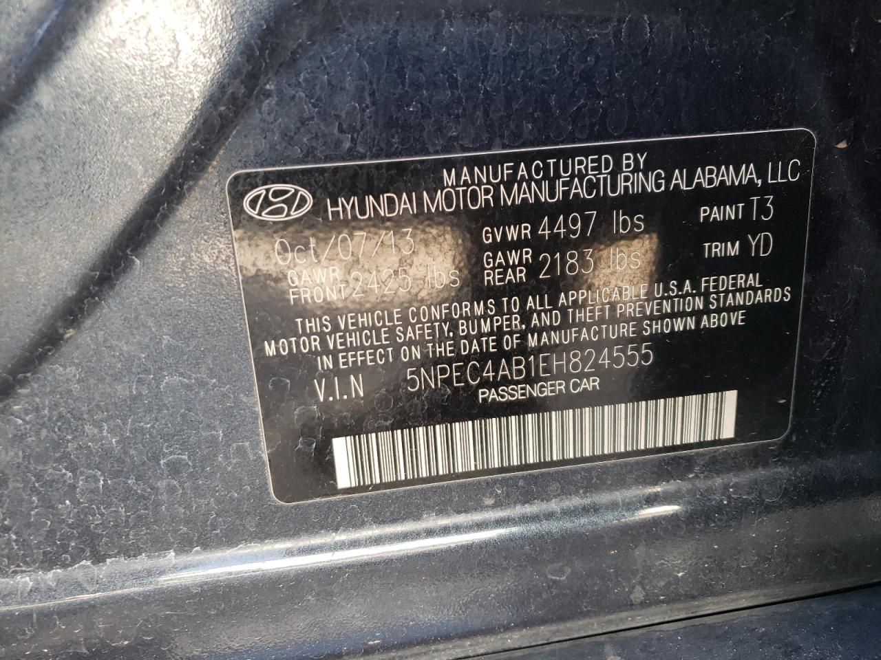 Photo 11 VIN: 5NPEC4AB1EH824555 - HYUNDAI SONATA 