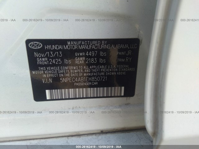 Photo 8 VIN: 5NPEC4AB1EH850721 - HYUNDAI SONATA 