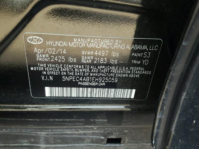 Photo 9 VIN: 5NPEC4AB1EH925059 - HYUNDAI SONATA SE 