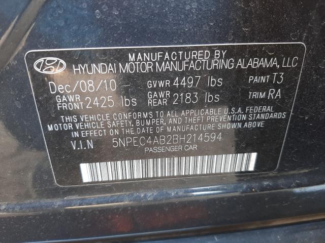 Photo 9 VIN: 5NPEC4AB2BH214594 - HYUNDAI SONATA SE 