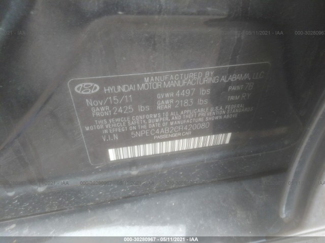 Photo 8 VIN: 5NPEC4AB2CH420080 - HYUNDAI SONATA 