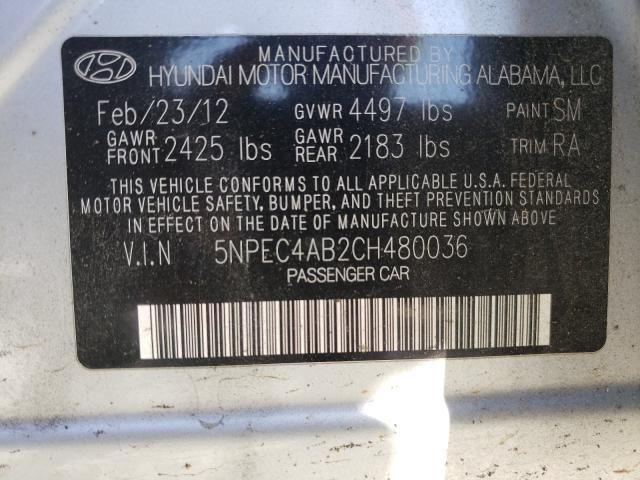 Photo 9 VIN: 5NPEC4AB2CH480036 - HYUNDAI SONATA SE 