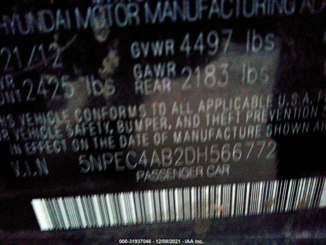 Photo 8 VIN: 5NPEC4AB2DH566772 - HYUNDAI SONATA 