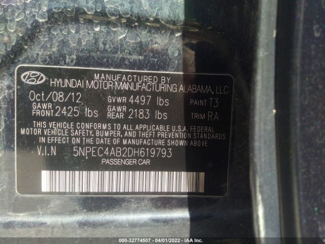 Photo 8 VIN: 5NPEC4AB2DH619793 - HYUNDAI SONATA 