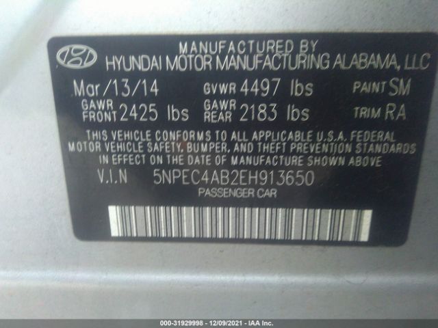 Photo 8 VIN: 5NPEC4AB2EH913650 - HYUNDAI SONATA 