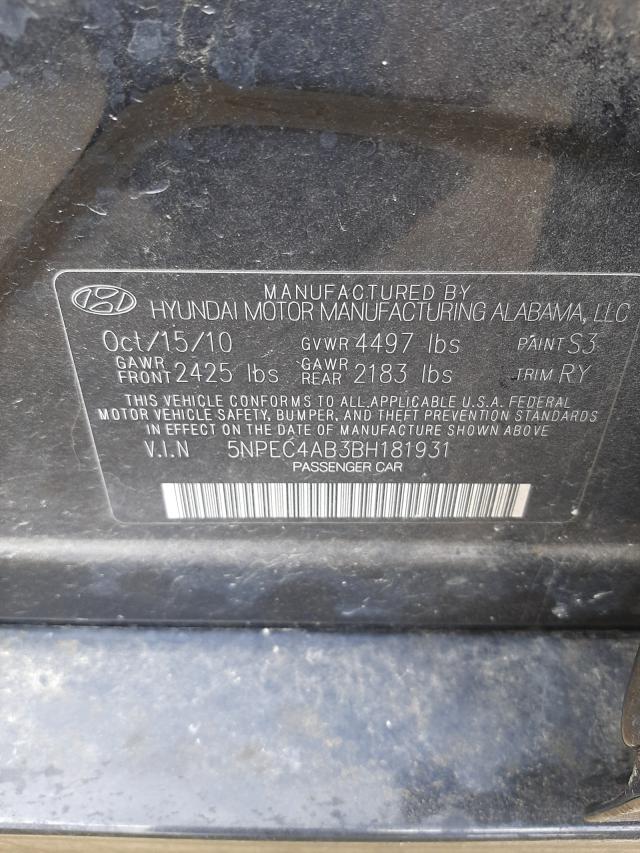 Photo 9 VIN: 5NPEC4AB3BH181931 - HYUNDAI SONATA SE 