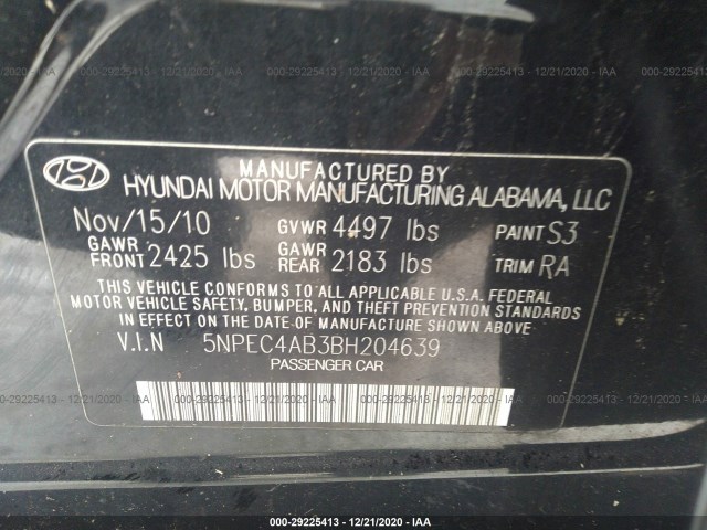 Photo 8 VIN: 5NPEC4AB3BH204639 - HYUNDAI SONATA 