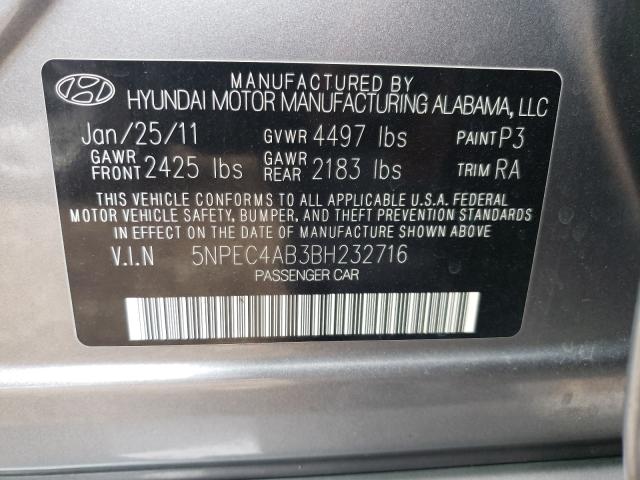 Photo 9 VIN: 5NPEC4AB3BH232716 - HYUNDAI SONATA SE 