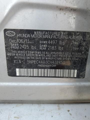 Photo 12 VIN: 5NPEC4AB3CH432450 - HYUNDAI SONATA 