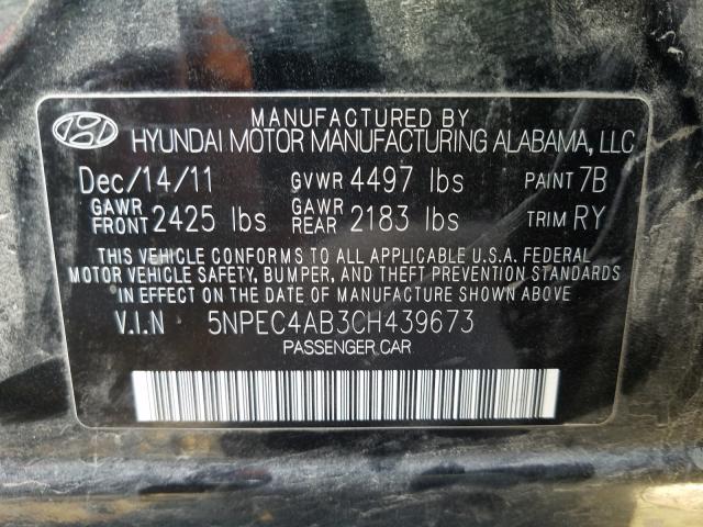 Photo 9 VIN: 5NPEC4AB3CH439673 - HYUNDAI SONATA SE 