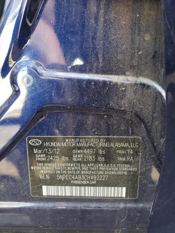 Photo 9 VIN: 5NPEC4AB3CH492227 - HYUNDAI SONATA SE 