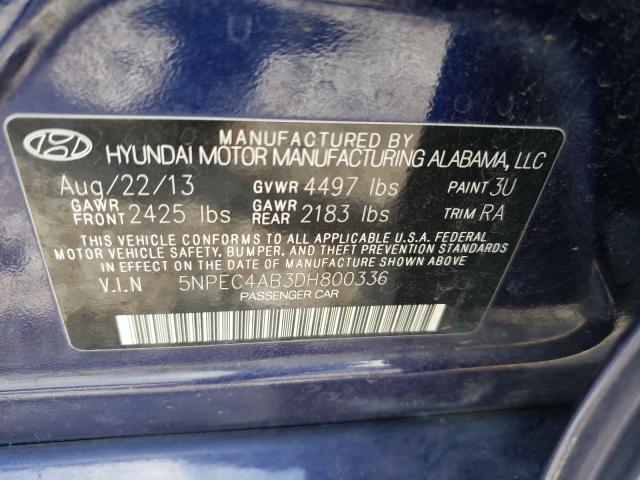 Photo 9 VIN: 5NPEC4AB3DH800336 - HYUNDAI SONATA SE 