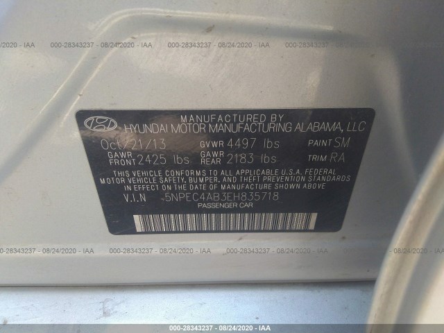 Photo 8 VIN: 5NPEC4AB3EH835718 - HYUNDAI SONATA 