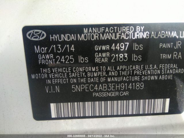 Photo 8 VIN: 5NPEC4AB3EH914189 - HYUNDAI SONATA 