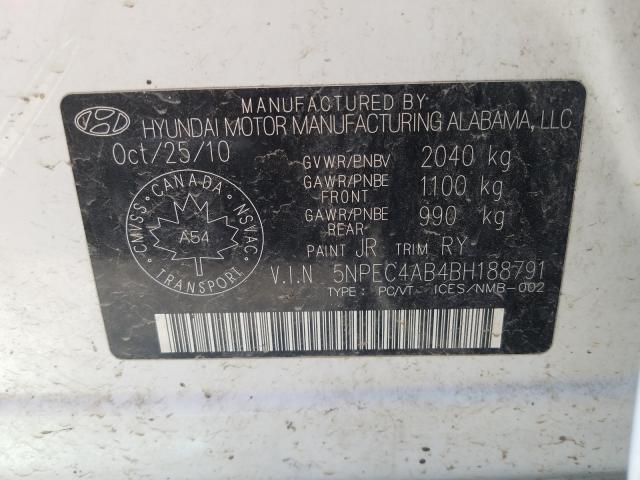 Photo 9 VIN: 5NPEC4AB4BH188791 - HYUNDAI SONATA SE 