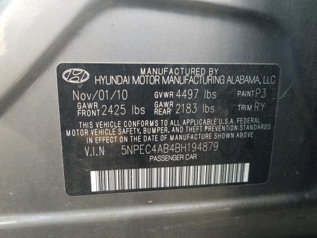 Photo 9 VIN: 5NPEC4AB4BH194879 - HYUNDAI SONATA SE 