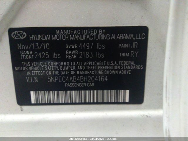 Photo 8 VIN: 5NPEC4AB4BH204164 - HYUNDAI SONATA 