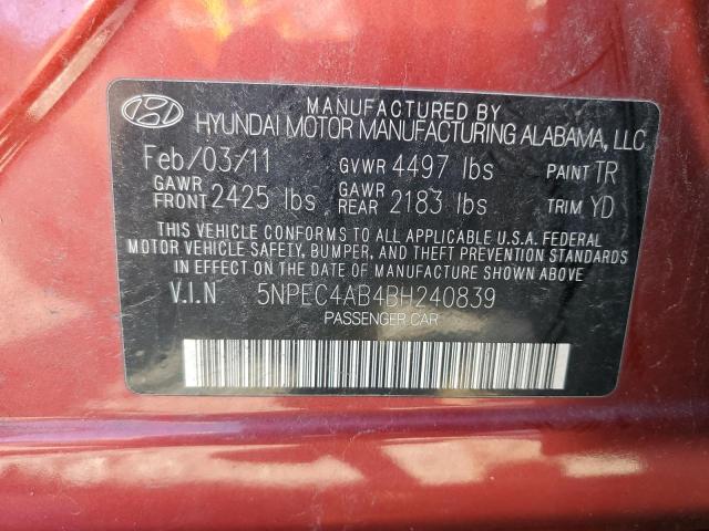 Photo 11 VIN: 5NPEC4AB4BH240839 - HYUNDAI SONATA SE 