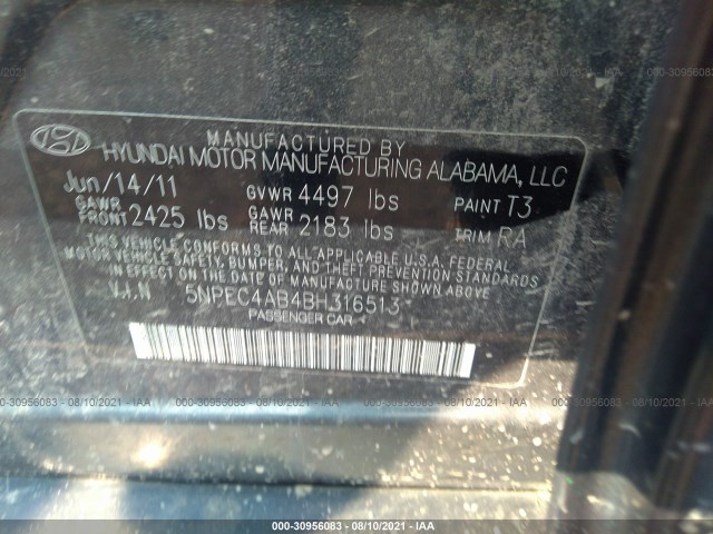 Photo 8 VIN: 5NPEC4AB4BH316513 - HYUNDAI SONATA 