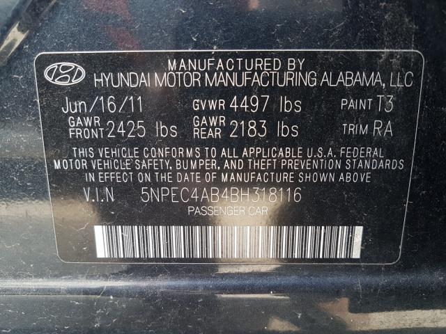 Photo 9 VIN: 5NPEC4AB4BH318116 - HYUNDAI SONATA SE 