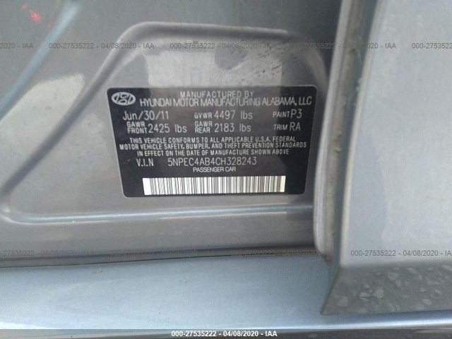 Photo 8 VIN: 5NPEC4AB4CH328243 - HYUNDAI SONATA 