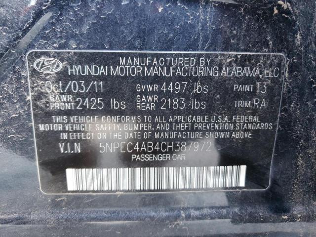 Photo 11 VIN: 5NPEC4AB4CH387972 - HYUNDAI SONATA 