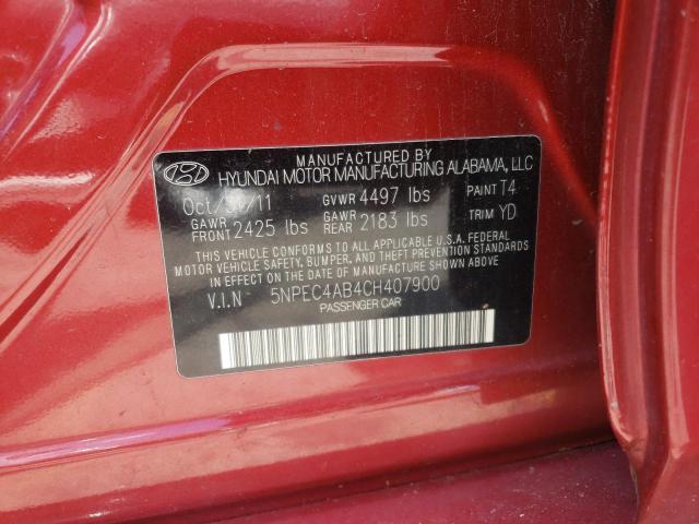 Photo 9 VIN: 5NPEC4AB4CH407900 - HYUNDAI SONATA SE 