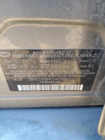 Photo 11 VIN: 5NPEC4AB4CH430867 - HYUNDAI SONATA SE 