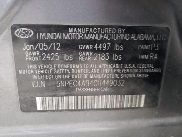 Photo 9 VIN: 5NPEC4AB4CH449032 - HYUNDAI SONATA SE 