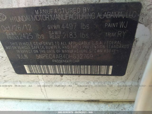 Photo 8 VIN: 5NPEC4AB4DH632769 - HYUNDAI SONATA 