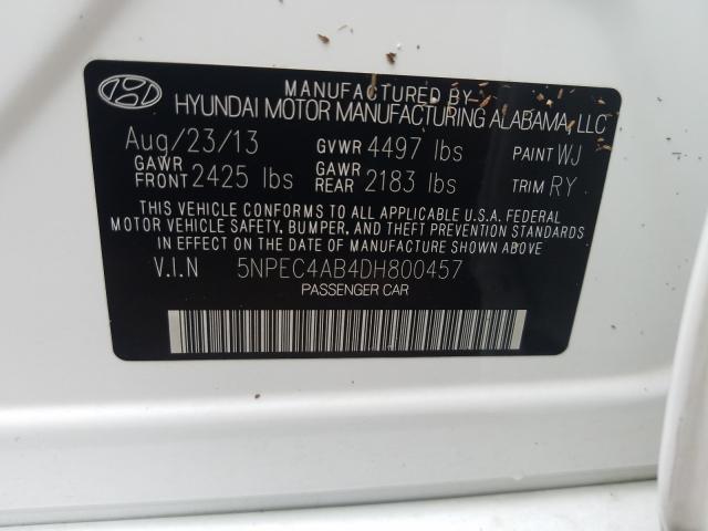 Photo 9 VIN: 5NPEC4AB4DH800457 - HYUNDAI SONATA SE 