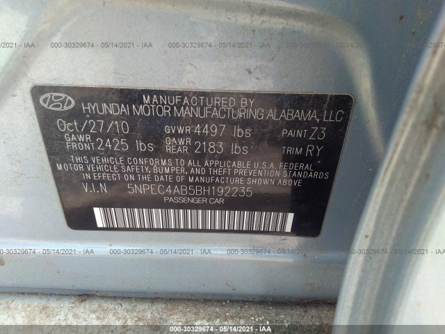 Photo 8 VIN: 5NPEC4AB5BH192235 - HYUNDAI SONATA 