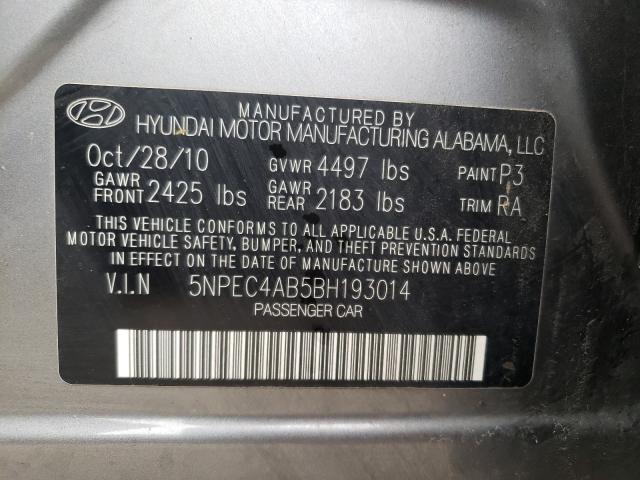 Photo 9 VIN: 5NPEC4AB5BH193014 - HYUNDAI SONATA SE 