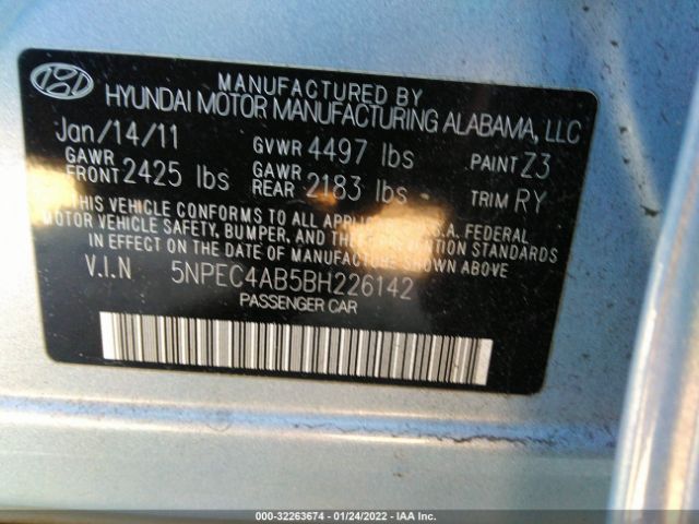 Photo 8 VIN: 5NPEC4AB5BH226142 - HYUNDAI SONATA 