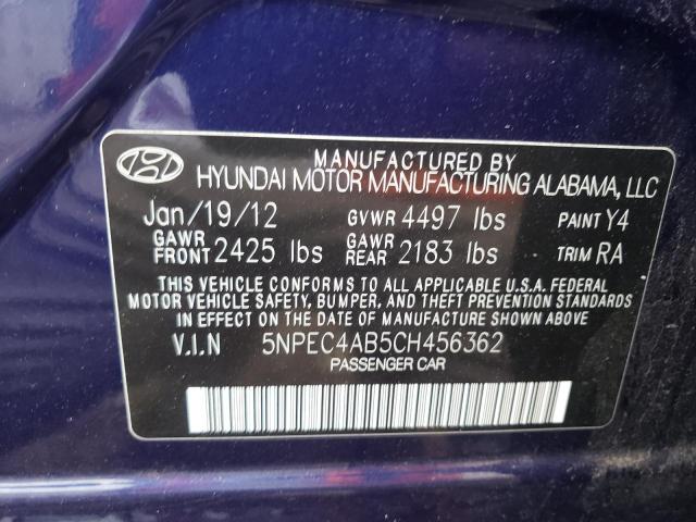 Photo 9 VIN: 5NPEC4AB5CH456362 - HYUNDAI SONATA SE 