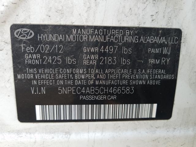 Photo 9 VIN: 5NPEC4AB5CH466583 - HYUNDAI SONATA SE 