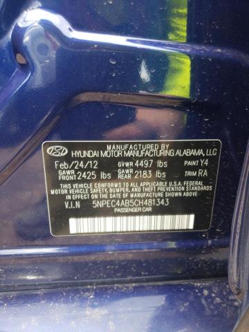 Photo 11 VIN: 5NPEC4AB5CH481343 - HYUNDAI SONATA SE 