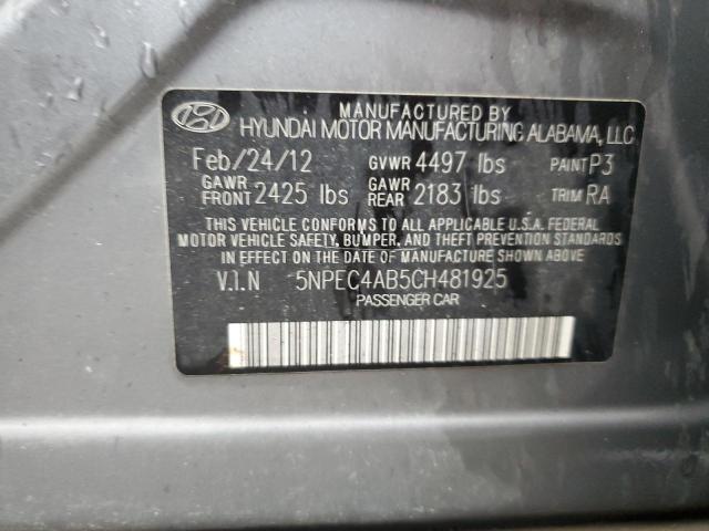 Photo 12 VIN: 5NPEC4AB5CH481925 - HYUNDAI SONATA 