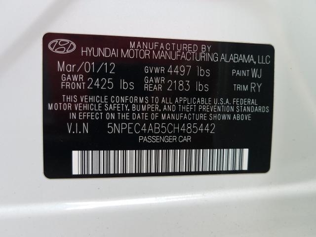 Photo 9 VIN: 5NPEC4AB5CH485442 - HYUNDAI SONATA SE 