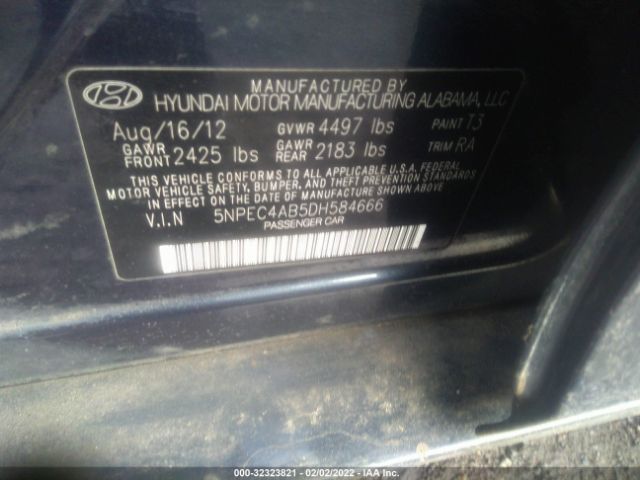 Photo 8 VIN: 5NPEC4AB5DH584666 - HYUNDAI SONATA 