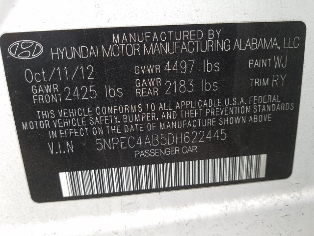 Photo 9 VIN: 5NPEC4AB5DH622445 - HYUNDAI SONATA SE 