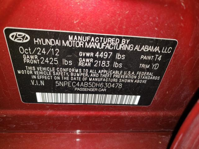 Photo 9 VIN: 5NPEC4AB5DH630478 - HYUNDAI SONATA 