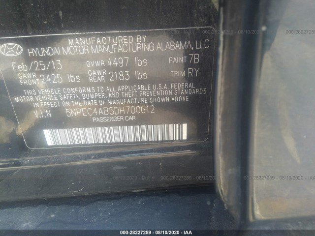 Photo 8 VIN: 5NPEC4AB5DH700612 - HYUNDAI SONATA 