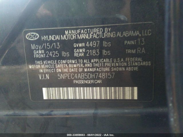 Photo 8 VIN: 5NPEC4AB5DH748157 - HYUNDAI SONATA 