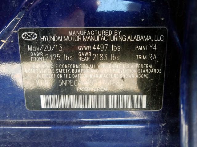 Photo 9 VIN: 5NPEC4AB5DH751687 - HYUNDAI SONATA SE 